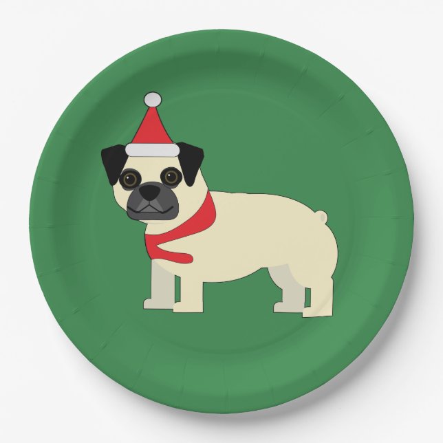 Santa Pug Pappteller (Vorderseite)