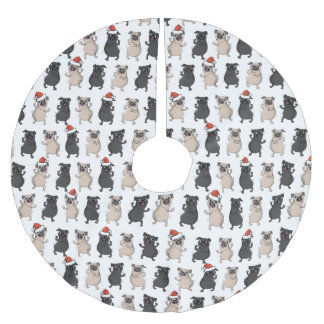 Santa Pug Puppy Holiday Pooch Custom Christmas Polyester Weihnachtsbaumdecke