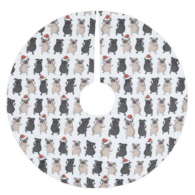 Santa Pug Puppy Holiday Pooch Custom Christmas Polyester Weihnachtsbaumdecke (Vorderseite)