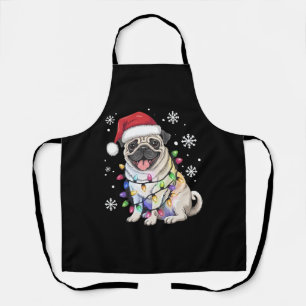 Santa Pug Weihnachtsbeleuchtung Xmas Hunde Liebhab Schürze