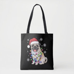 Santa Pug Weihnachtsbeleuchtung Xmas Hunde Liebhab Tasche
