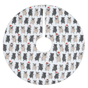 Santa Pug Welpen-Feiertags-Hund Custom Weihnachten Polyester Weihnachtsbaumdecke