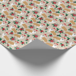 Santa Pws corgi poinsettia Weihnachtsgeschenk Geschenkpapier