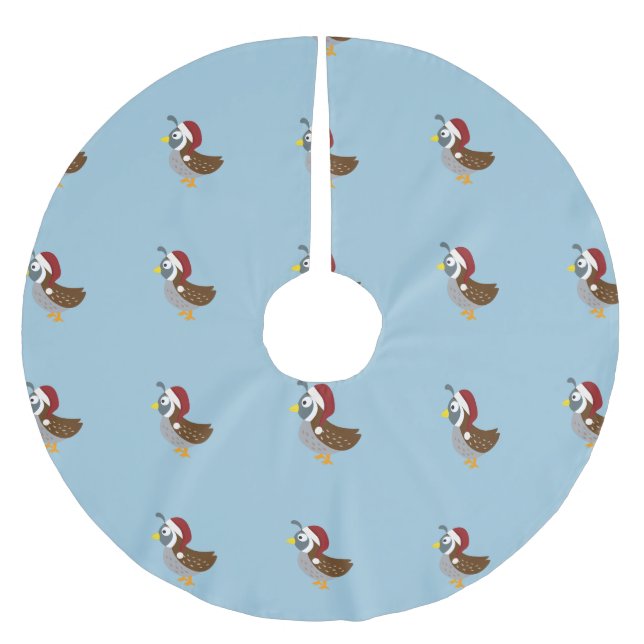 Santa Quail Polyester Weihnachtsbaumdecke (Vorderseite)