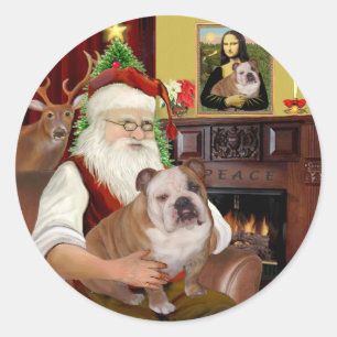 Santa (R) - Englische Bulldogge 1 Runder Aufkleber