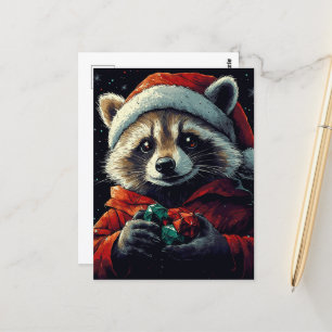 Santa Raccoon Postkarte