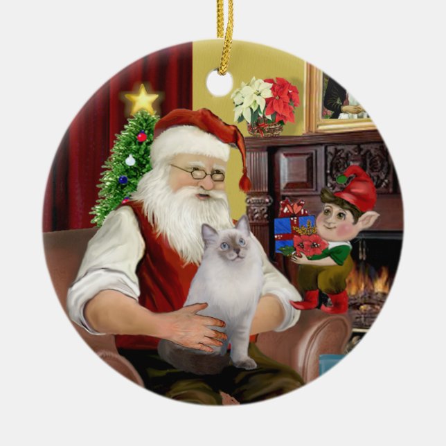 Santa - Ragdoll cat (blaues Siegel) Keramikornament (Vorne)