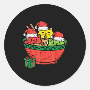 Santa Ramen Cats Anime Weihnachten Xmas Kinder Mäd Runder Aufkleber
