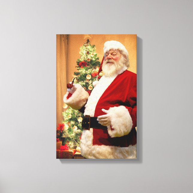 Santa rauchende Pfeife Canvas drucken Leinwanddruck (Vorderseite)