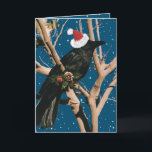 Santa Raven Weihnachtsfeiertag Nature Bird Crow Feiertagskarte<br><div class="desc">Das ist ein Foto von "Joe", einem Chihuahuan-Rabe in New Mexico. Ihm wurde ein Haustier aus seinem Nest gestohlen und in die Wildnis gewohnt. Er stellte sich mit einer Weihnachtsdekoration, und ich habe eine Weihnachtsmannmütze hinzugefügt! Diese einzigartige Karte wäre ideal für alle, die Lieben Krähen, Raben, Vögel und wild lebende...</div>