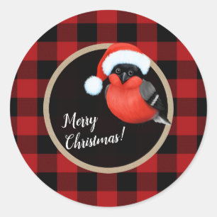 Santa Red Bird Weihnachtsfeiertag Roter Büffel Kar Runder Aufkleber
