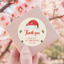 Santa Red Hat Weihnachtsfeiertag Geburtstag Runder Aufkleber