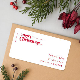 Santa Red Script Merry Christmas Return Address  Adressaufkleber
