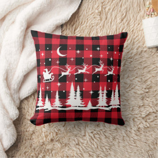 Santa Reindeer Christmas Buffalo Karo Kissen