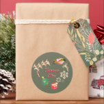 Santa Reindeer Christmas Gray Classic Round Sticke Runder Aufkleber<br><div class="desc">Suchen Sie einen Weihnachtsaufkleber mit einer hübschen,  handgezeichnet Vintagesque-Illustration,  um den Tag zu feiern? Ich habe die Vorlagen für Ihre Worte aktiviert und zusammen mit meinem Original-Kunstwerk wird das sicherlich begeistern!</div>
