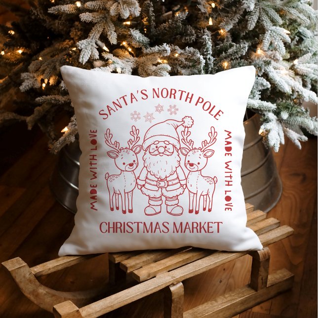 Santa & Reindeer Christmas Market Made With Love Kissen (Von Creator hochgeladen)