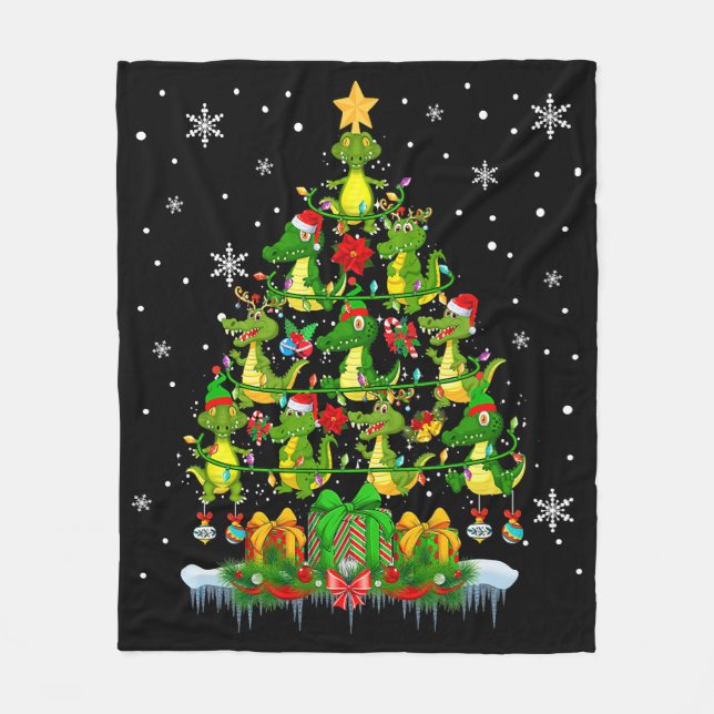 Santa Reindeer Elf Alligators Weihnachtsbaumlicht Fleecedecke (Vorderseite)