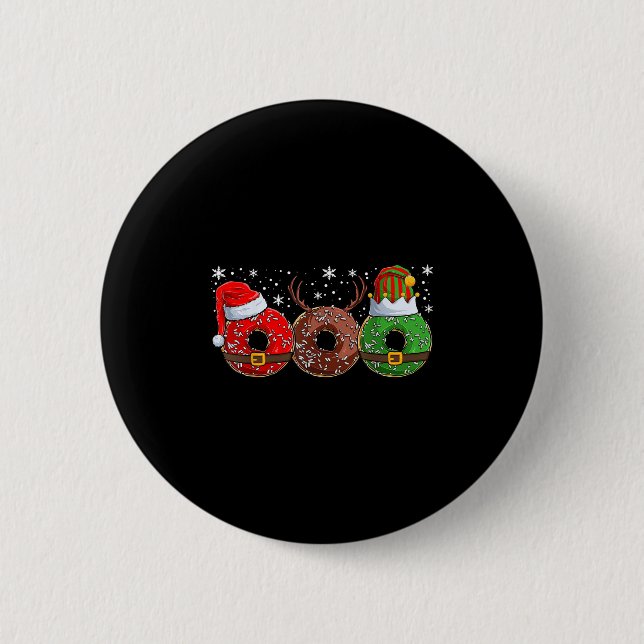 Santa Reindeer Elf Donut Doughnut Christmas Womens Button (Vorderseite)