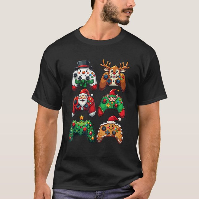 Santa Reindeer Elf Snowman Gingerbread Controller  T-Shirt (Vorderseite)