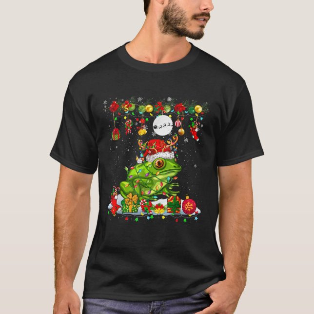 Santa Reindeer Frog with Xmas Presents Ornaments F T-Shirt (Vorderseite)