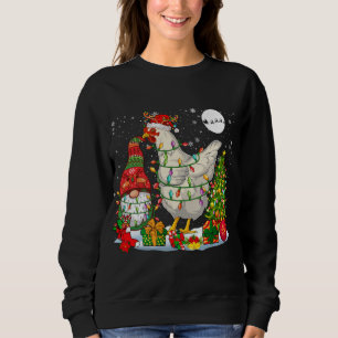 Santa Reindeer Hühner mit Weihnachtsgnomen Xmas F Sweatshirt