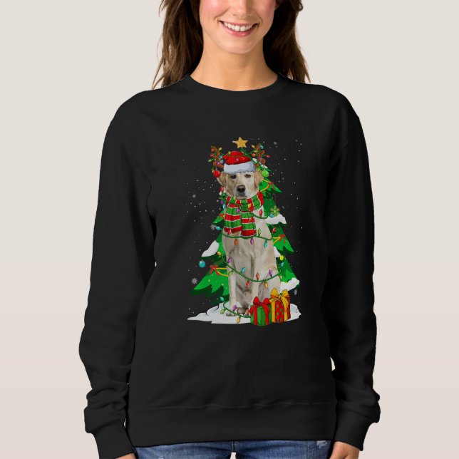 Santa Reindeer Labrador Retriever Dog Xmas Lights  Sweatshirt (Vorderseite)