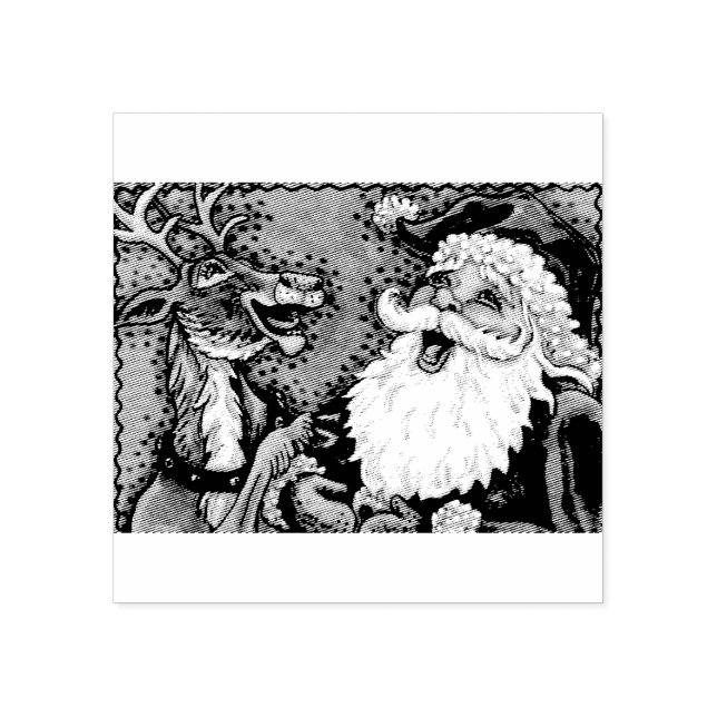 SANTA & REINDEER LACHTEN, WEIHNACHTEN RUBBER-BRIEF GUMMISTEMPEL (Prägung)