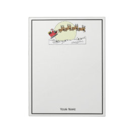 Santa Reindeer Over Snow Covered Town Lt Moon Notizblock