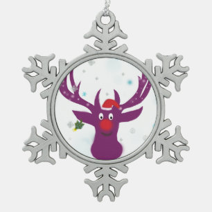 Santa Reindeer Pewter Snowflake Dekoration Schneeflocken Zinn-Ornament