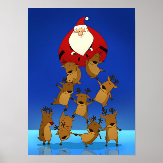 Santa & Reindeer Poster (Vorne)