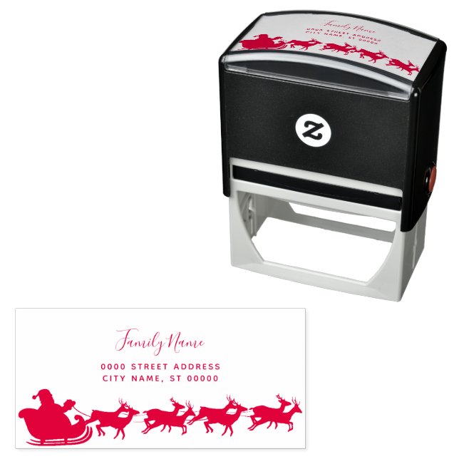 Santa Reindeer Rücksendeadresse Selbstfarbige Brie Permastempel (Beispiel)