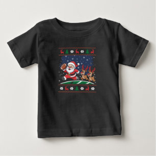 Santa Reindeer spielen American Football Ugly Xmas Baby T-shirt