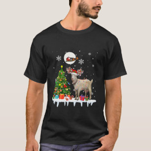 Santa Reindeer Ziege Weihnachtsbaum Lichter Ziege T-Shirt