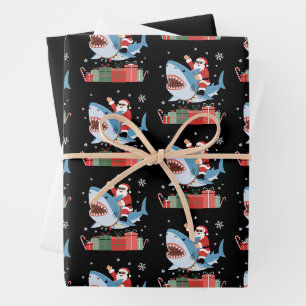 Santa-Reit-Shark-Weihnachts-Pyjama Süßer Ozean  Geschenkpapier Set