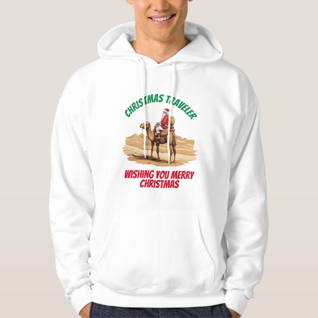 Santa reitend Camel Hoodie (Vorderseite)