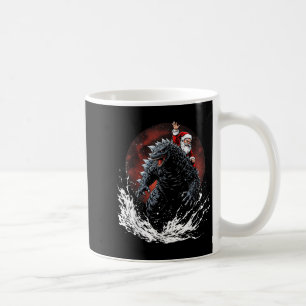 Santa reitet auf dem japanischen Monster Kaiju für Kaffeetasse