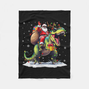 Santa reitet auf Dinosaurier T Rex Weihnachten Jun Fleecedecke