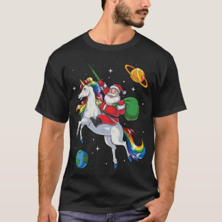 Santa reitet auf einem Einhorn Weihnachtsgeschenke T-Shirt