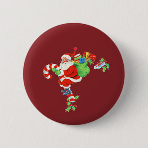 Santa reitet auf einem Lutscher Button