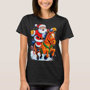 Santa reitet auf einem Pferd Lustiger Reitsport We T-Shirt
