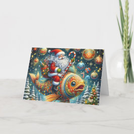 Santa reitet auf Fisch Weihnachten