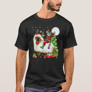 Santa reitet auf Rentieren Himalaya-Katze Weihnach T-Shirt