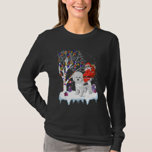 Santa reitet Bichon Frise Hund Baumlichter Bichon T-Shirt