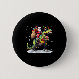Santa Reitet Dinosaurier T Rex Weihnachten Jungen Button