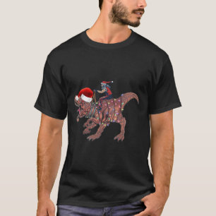 Santa Reitet Dinosaurier T Rex Weihnachten Jungen  T-Shirt