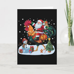 Santa Reitet Huhn Lustige Weihnachtsbeleuchtung Hu Karte