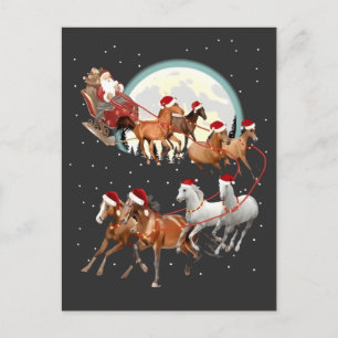 Santa reitet Pferde Pferdeschlitten Reitsport  Ankündigungspostkarte