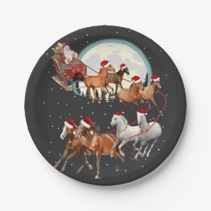 Santa reitet Pferde Pferdeschlitten Reitsport Pappteller
