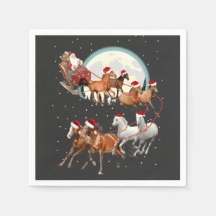 Santa reitet Pferde Pferdeschlitten Reitsport Serviette