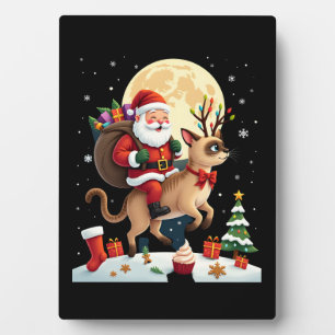 Santa Reitet Rentier Siamese Katze Weihnachtsbaum Fotoplatte